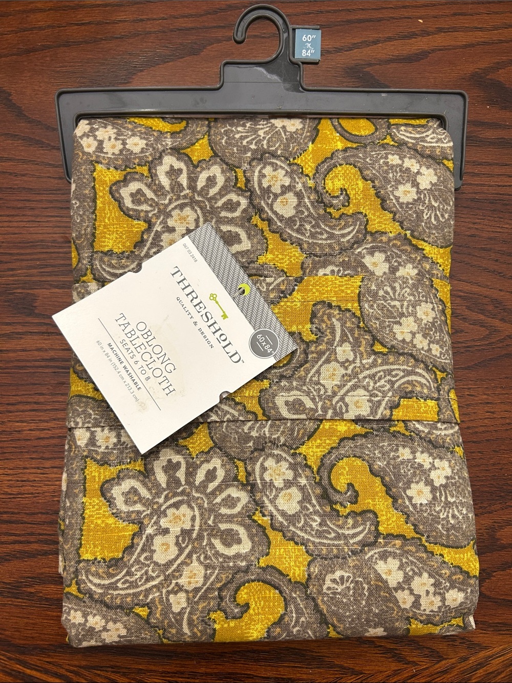 Threshold Paisley Oblong Tablecloth in Mustard Yellow and Brown